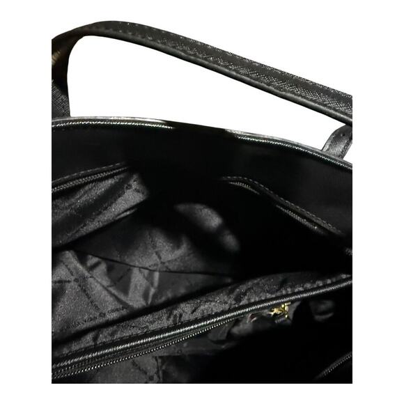 Michael Kors Tote Bag Black Rose Floral MK Monogram Satchel Handbag Purse - Picture 11 of 12